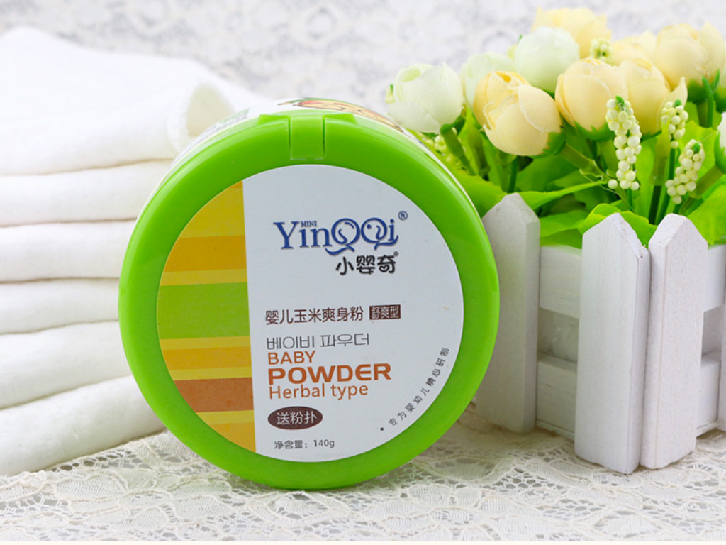 08天然玉米寶寶爽身粉撲清爽140g痱子盒粉盒嬰幼兒護(hù)膚用品